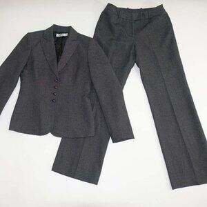 Tahari Arthur S. Levine Women's 4 Button Blazer Pant Suit Size 4 Charcoal Gray